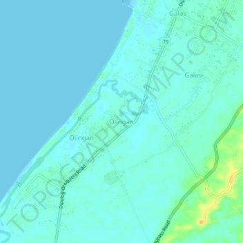 Carte topographique Olingan, altitude, relief