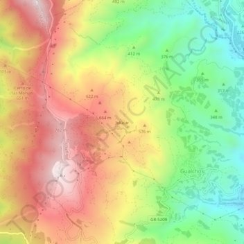 Carte topographique Jolúcar, altitude, relief
