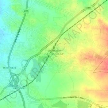Carte topographique Shamshabad, altitude, relief
