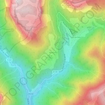 Carte topographique Bénevise, altitude, relief