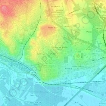 Carte topographique Le Mail, altitude, relief
