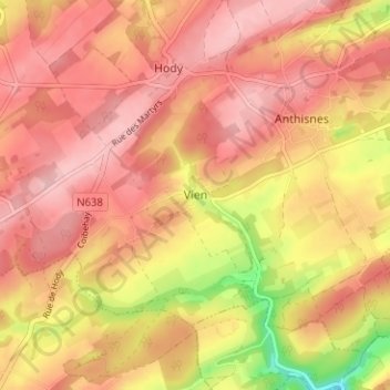 Carte topographique Vien, altitude, relief