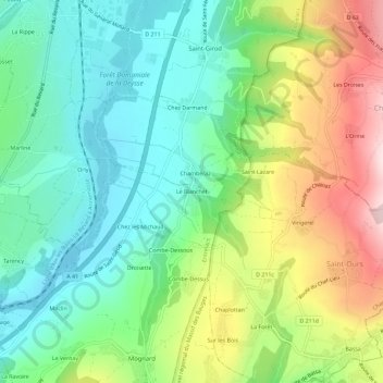 Carte topographique Le Blanchet, altitude, relief