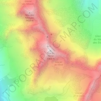 Carte topographique Tête de l'Étret, altitude, relief