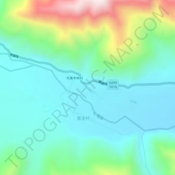 Carte topographique 托桑林村, altitude, relief