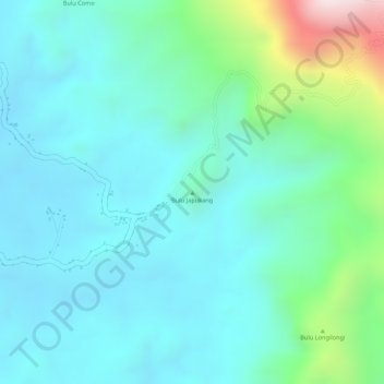 Carte topographique Bulu Japukang, altitude, relief