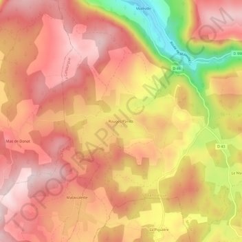 Carte topographique Rouges Parets, altitude, relief