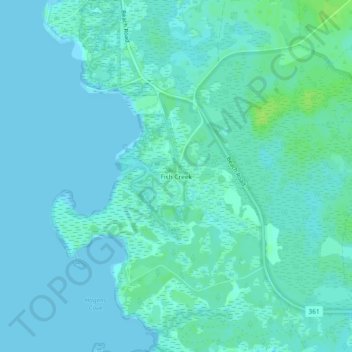 Carte topographique Fish Creek, altitude, relief