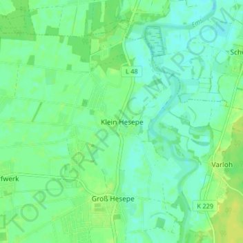 Carte topographique Klein Hesepe, altitude, relief