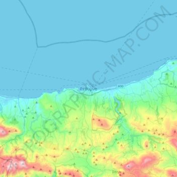 Carte topographique Réthymnon, altitude, relief