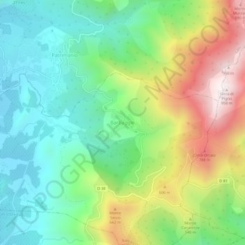 Carte topographique Barbaggio, altitude, relief