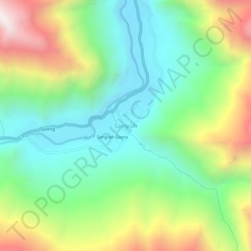 Carte topographique Sangrah, altitude, relief