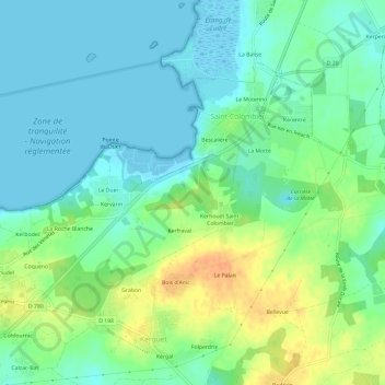 Carte topographique Kerlevenan, altitude, relief