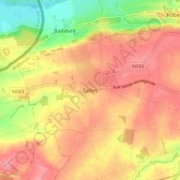 Carte topographique Salles, altitude, relief