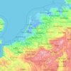 Carte topographique North Brabant, altitude, relief