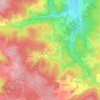 Carte topographique Chardet, altitude, relief