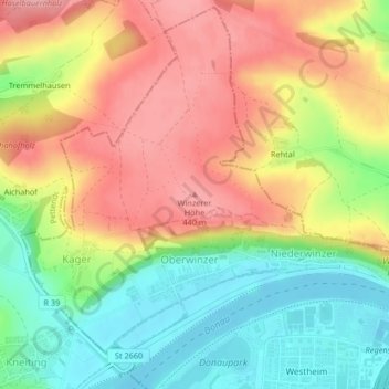 Carte topographique Winzerer Höhe, altitude, relief