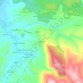 Carte topographique Pé da Serra, altitude, relief