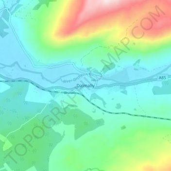 Carte topographique Dalmally, altitude, relief