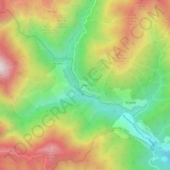 Carte topographique Creppo, altitude, relief