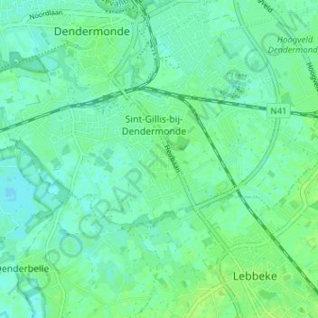 Carte topographique Klein-Parijs, altitude, relief