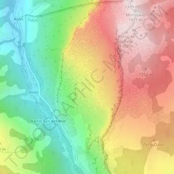 Carte topographique Allues, altitude, relief