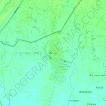 Carte topographique Birpur, altitude, relief