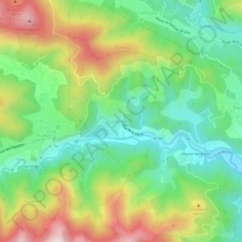 Carte topographique La Teyre, altitude, relief