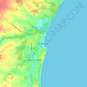 Carte topographique Courtown, altitude, relief