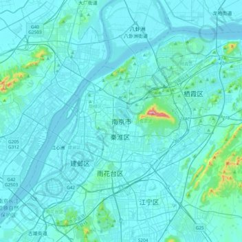 Carte topographique 南京市, altitude, relief