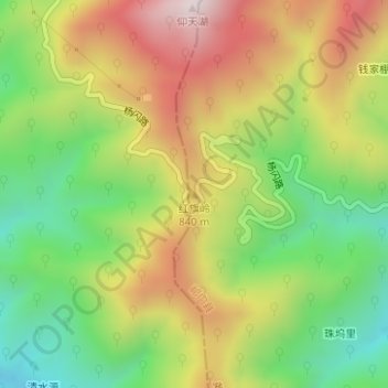 Carte topographique 红旗岭, altitude, relief