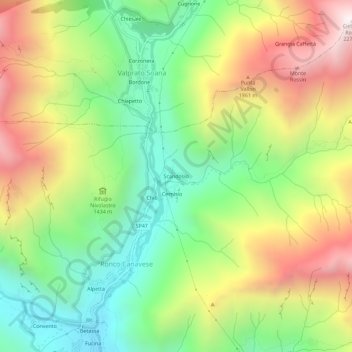 Carte topographique Scandosio, altitude, relief