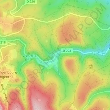 Carte topographique Freudeneck, altitude, relief