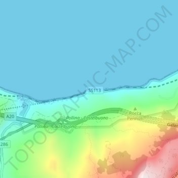 Carte topographique Capo Rosso, altitude, relief