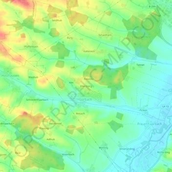 Carte topographique Ellersberg, altitude, relief