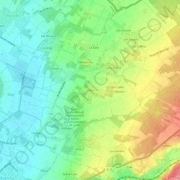 Carte topographique Lullier, altitude, relief