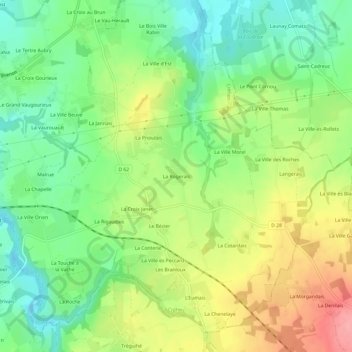 Carte topographique La Rogerais, altitude, relief