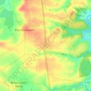 Carte topographique Daucourt, altitude, relief