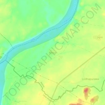 Carte topographique Bhina, altitude, relief