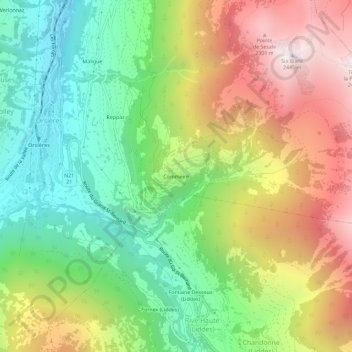 Carte topographique Commeire, altitude, relief