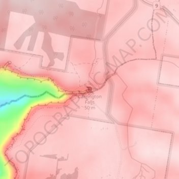 Carte topographique Carrington Falls, altitude, relief