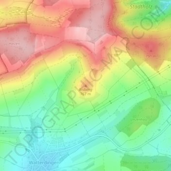 Carte topographique Bisberg, altitude, relief