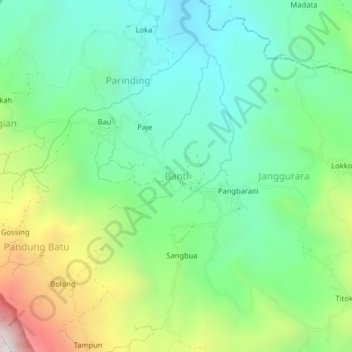 Carte topographique Banti, altitude, relief