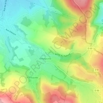 Carte topographique Hectel, altitude, relief
