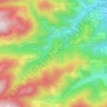 Carte topographique L'Hermet, altitude, relief