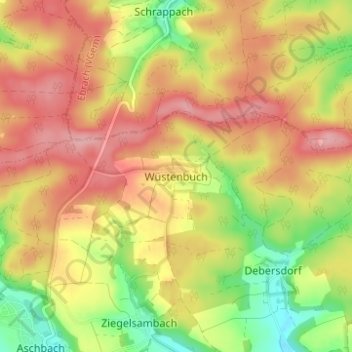 Carte topographique Wüstenbuch, altitude, relief