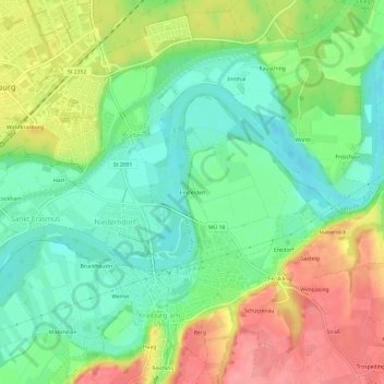 Carte topographique Ensfelden, altitude, relief