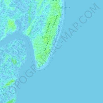 Carte topographique Savannah Beach, altitude, relief