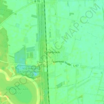 Carte topographique Osterbrock, altitude, relief