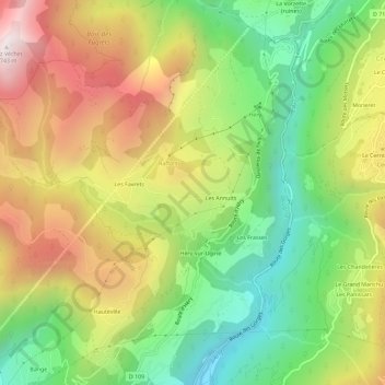 Carte topographique Les Praz, altitude, relief